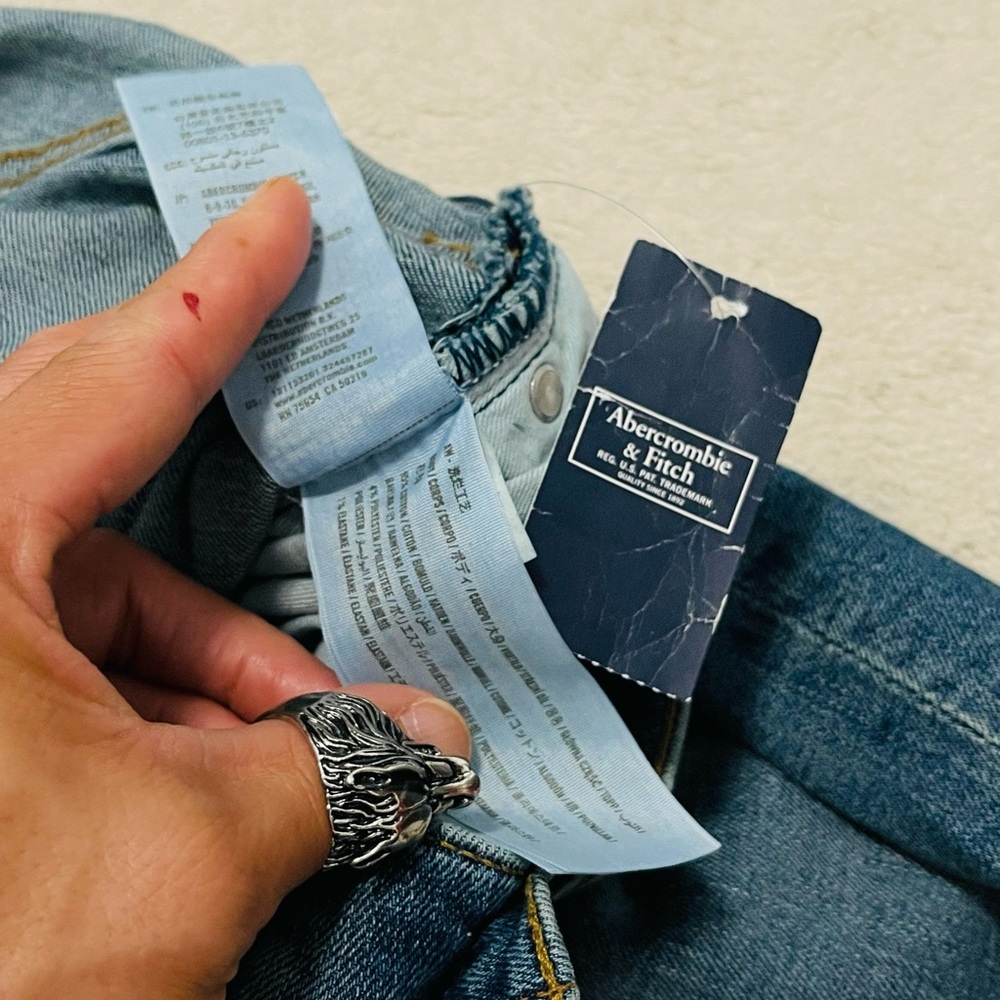 NWT Men’s Size 28 Abercrombie & Fitch Bootcut Stretch Jeans In Blue 28” X 28” - Picture 9 of 11